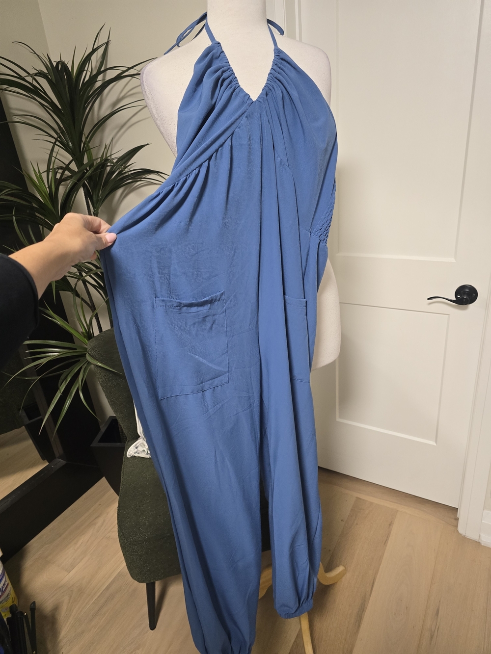 Blue Halter Jumpsuit for Women - Casual Summer Style